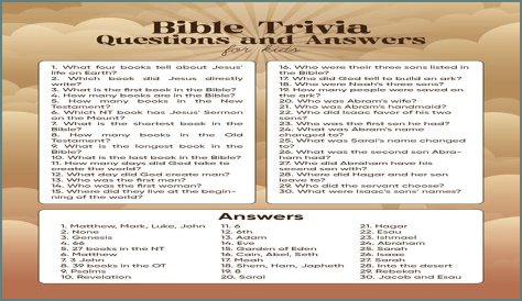 200 Bible Trivia Questions And Their Answers